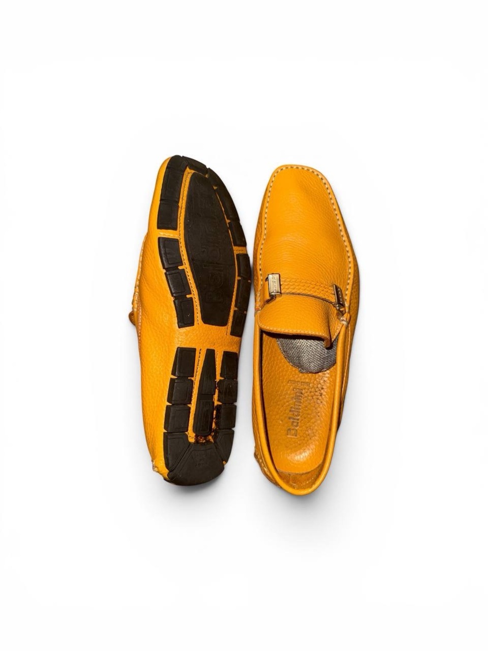 Baldinini Yellow Leather Bit-Trim Driving Loafers